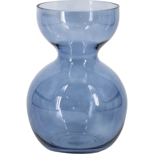 homebound by ky Glazen vaas blauw | 17,6x17,6x25,3cm | bloemenvaas blauw
