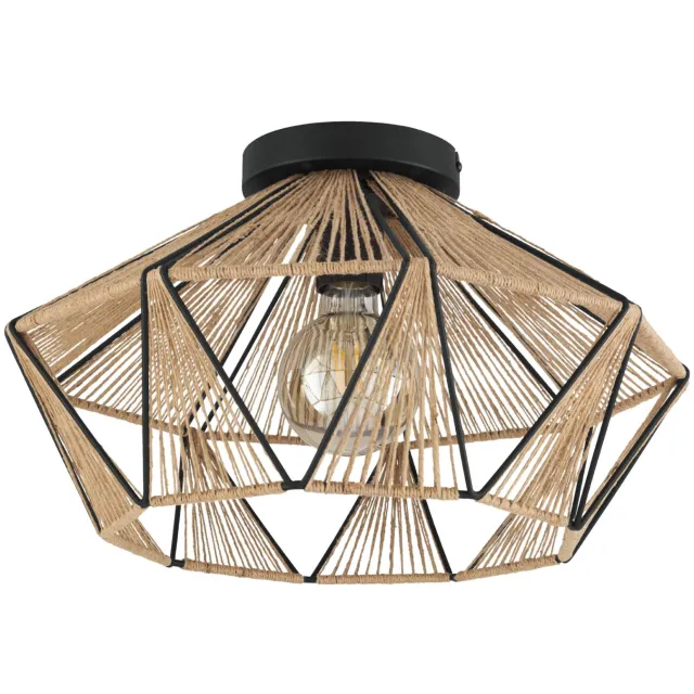 EGLO Adwickle Plafondlamp - E27 - ؠ44,5 cm - Zwart|Bruin Zwart;Lichtbruin;