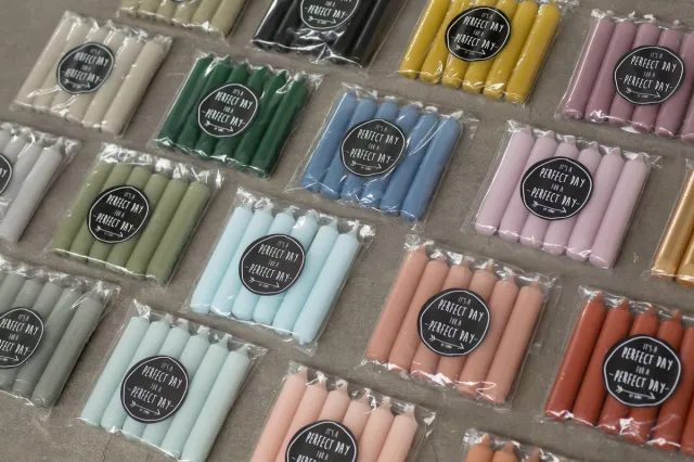 Rustik Lys Dinerkaarsen Verrassingspakket 10 Willekeurige kleuren van de 27! - Geschenk - 2.1 x 12 cm petrol