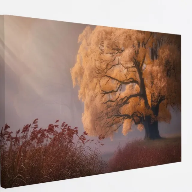 Saammp Canvas Schilderij - Hefst Achtig Landschap - Natuur - Bloemen - 120x80 - Foto op canvas - Wanddecoratie - Muurdecoratie Woonkamer - Slaapkamer decoratie - Canvas Print Multicolor