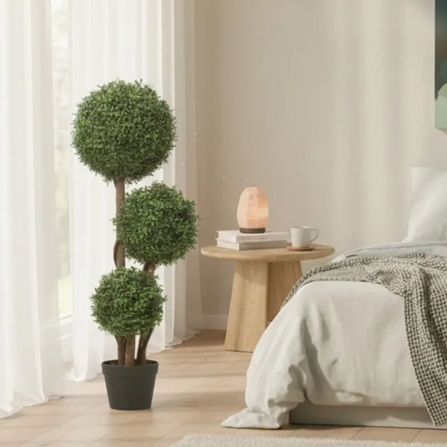 MODENUIT Kunstplant – Driekogelvorm Met Houten Stam – 30 x 30 x 100 cm – Kunststof – Groen – Voor Binnen En Buiten