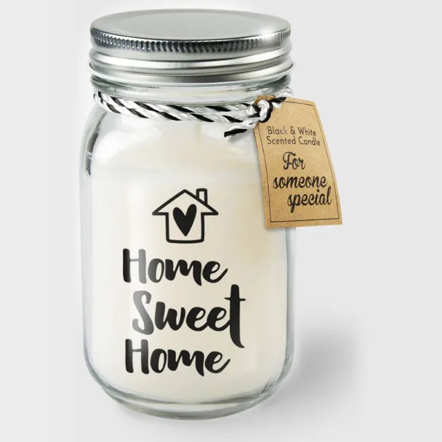 Paper dreams Black & White geurkaars - Home sweet home Zwart wit