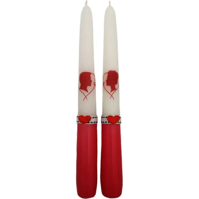 Van Licht Liefdes Cadeau Love Cadeau Kaarsen Liefde Kaarsen Hij en Zij set van 2 stuks wit/rood