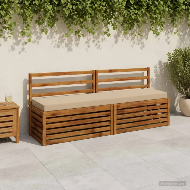 vidaXL Bank Kussens SOEST 2 st 100% Polyester Beige 170 x 40 x 8 cm