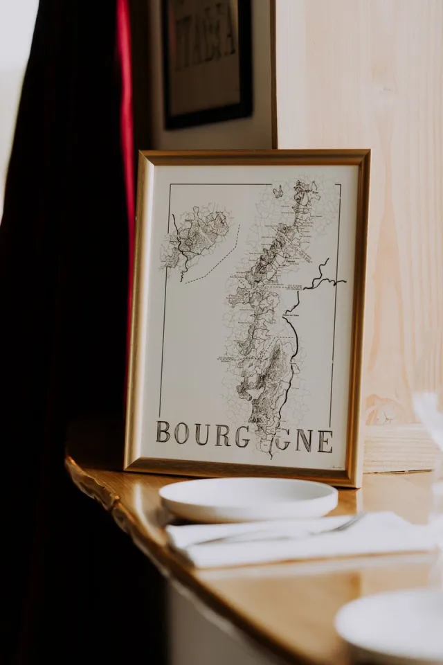 Brushery Wijnposter - Bourgogne - Frankrijk - Wijnkaart - Zwartwit