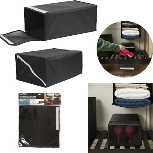 EASTWALL schoenenbox 3 stuks – opvouwbare opbergdoos voor schoenen – handige sneakerbox – zwart – 22x34x14cm - 3 stuks