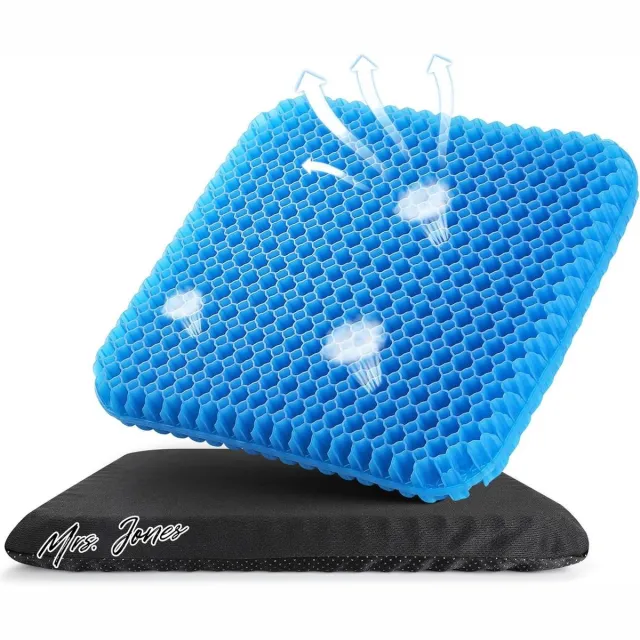 Mrs. Jones Orthopedisch Gelkussen voor HASA Zone - Verbeterd Zitkussen voor Bureaustoel - Ademend en Antislip - Geschikt voor Rolstoel, Auto, Kantoor en Thuis . Blauw