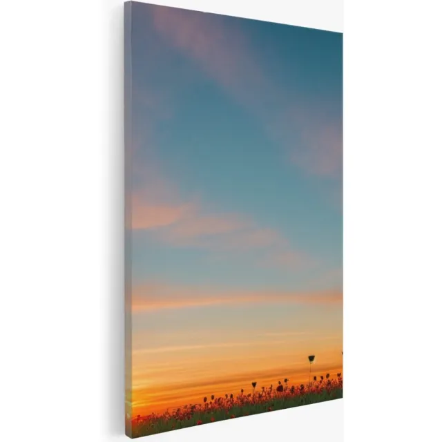 Saammp Canvas Schilderij - Landschap - Bloemenveld - Natuur - 30x45 - Foto op canvas - Wanddecoratie - Muurdecoratie Woonkamer - Slaapkamer decoratie - Canvas Print Multicolor