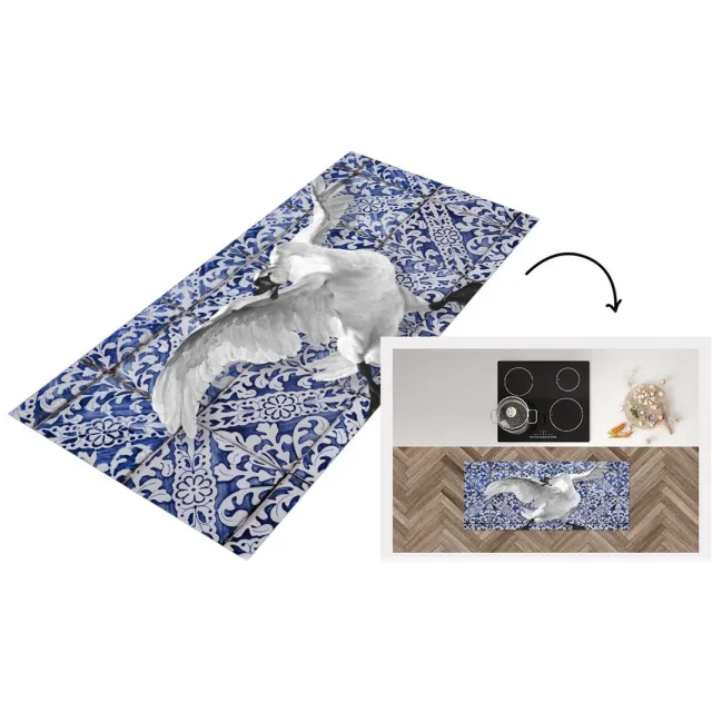 KitchenYeah Keukenloper - Loper keuken - Delfts Blauw - Zwaan - Oude Meesters - Keukenloper vinyl Multicolor