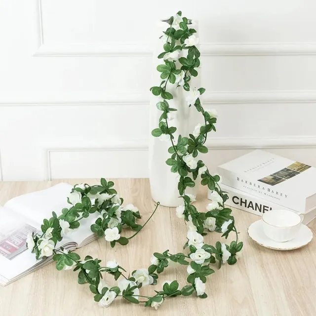 Kasey Kunstbloemen Rozen Slinger 250 cm - Witte Kunstrozen Decoratie - Bruiloft, Interieur & Fiets - Kasey