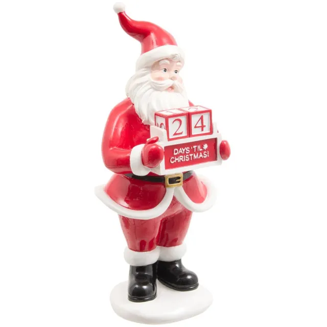Feeric lights & Christmas Calendrier de l'Avent Père Noël en résine H. 34 cm Rouge