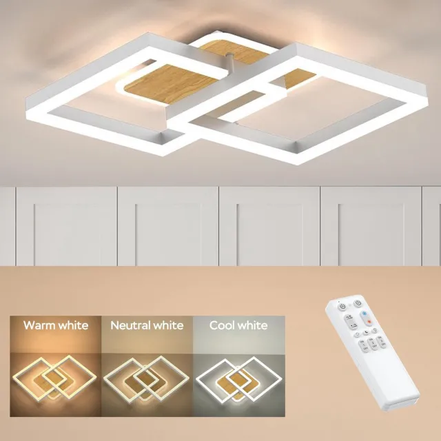 ANTENLICHT LED Plafonniére - 2 Plafondlamp - Met verlichting - Woonkamer Lamp 40W - 3000K-6500K - 3600LM - Dimbaar - Met Afstandsbediening walnotenkleur