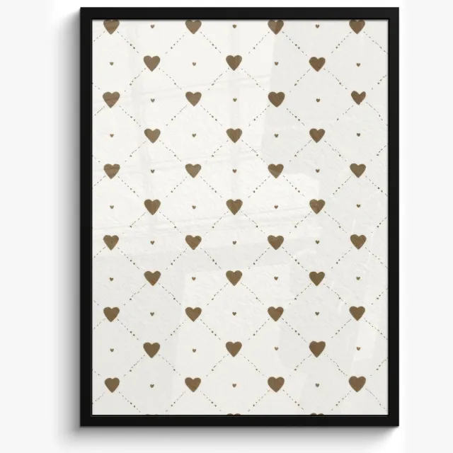 FrameYourWall Poster in lijst - Fotolijst 50x70 cm - Posters - Hartjes - Patroon - Raster - Klassiek - Posterlijst zwart - Decoratie - Wanddecoratie woonkamer - Muurdecoratie slaapkamer Multicolor