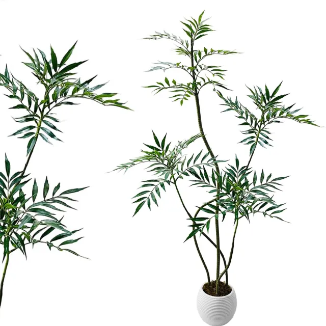 HOERFURIY Kunstplant Mahonia 210 cm - Meerstammige Kunstboom met S-Vorm - Volle Groene Nep Plant voor Woonkamer, Hal en Kantoor - Onderhoudsvrij