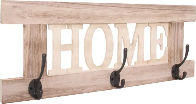 MCW Wandkapstok MCW-C60 Home, kapstok, kapstokpaneel, shabby-look vintage 55x21cm ~ natuurlijk bruin