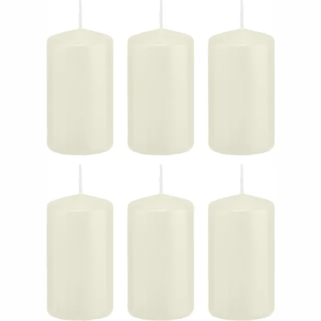Trend Candles Cilinderkaars/stompkaars - 6x - ivoorwit - 6 x 12 cm - 40 branduren - met brandvertragende folie