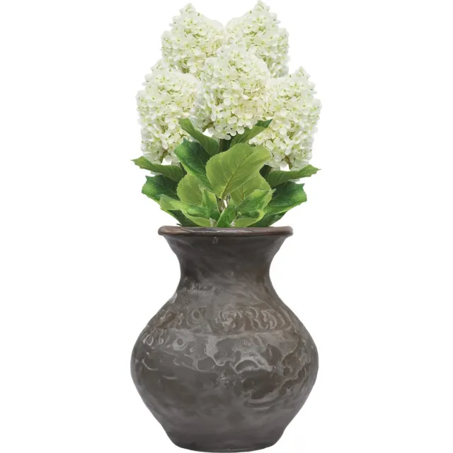 Bellatio Design Kunstbloem Pluim hortensia/Hydrangea XL - 5x - 85 cm - losse steel - kunst zijdebloem - wit