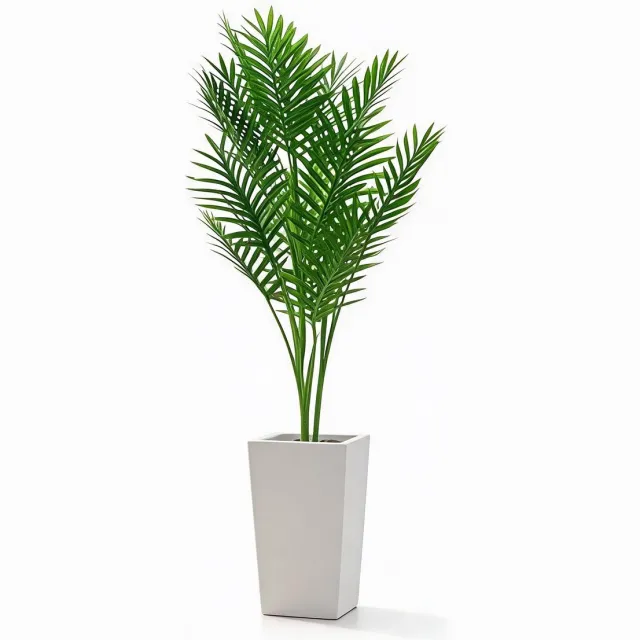 HOERFURIY 127cm kunst areca guifei palm met hoge witte pot en kunstmos uv-bestendige PEVA bladeren binnen-buiten decoratie voor woning kantoor terras groen