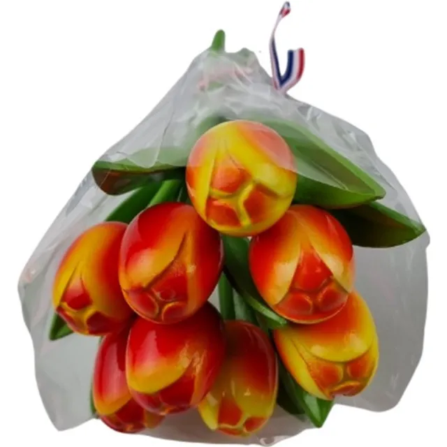 TRAA Boeketje houten tulpen lengte 18cm - 8 tulpen in rode tinten Rood