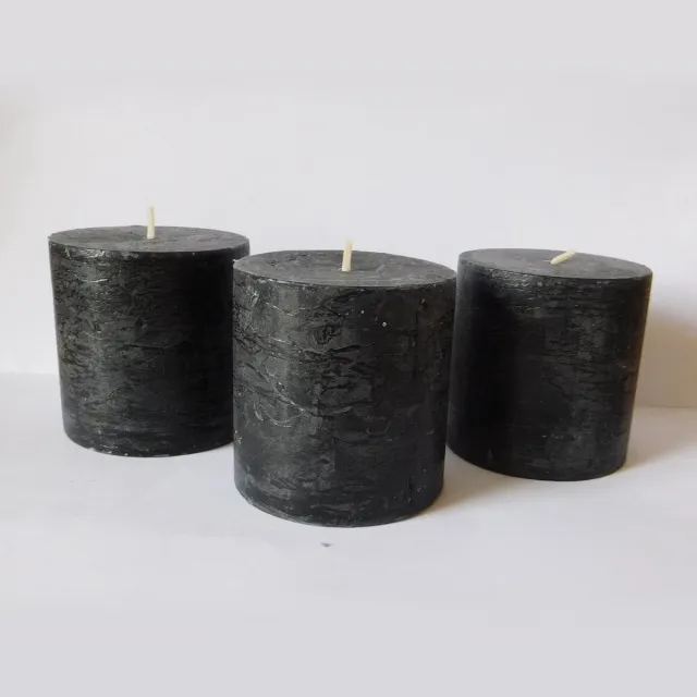 Bouwman Rustieke kaarsen zwart maat 7 x 7 cm. 3 stuks