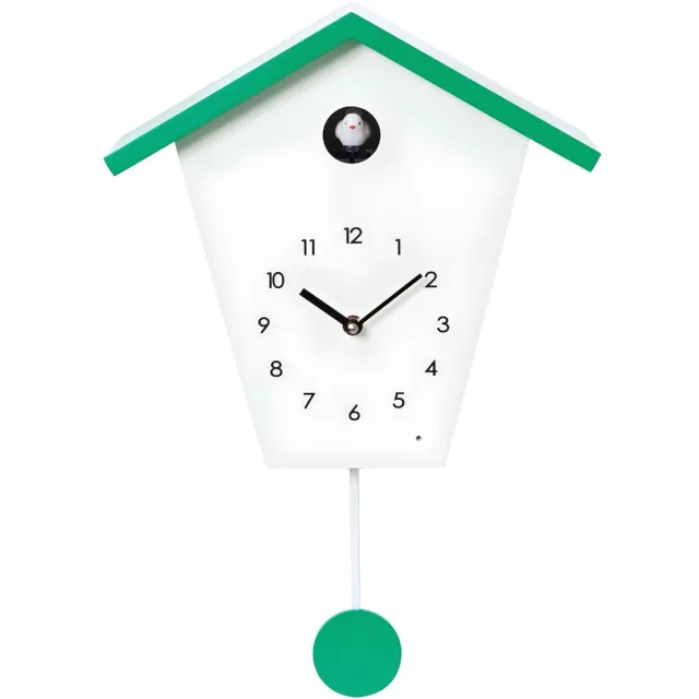 SP Koekoek Klok - Koekoeksklok Modern - Minimalistische Koekoeksklok - Wit/Groen - 38cm x 23cm x 12cm