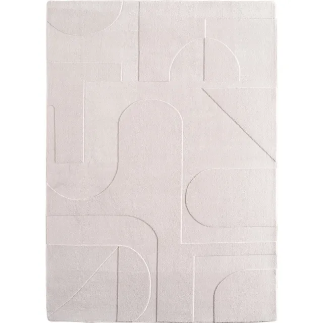 Muratap Japandi Vloerkleed - Hoogpolig - Scandinavisch Design - 3D-Effect - Creme- 200x290 CM