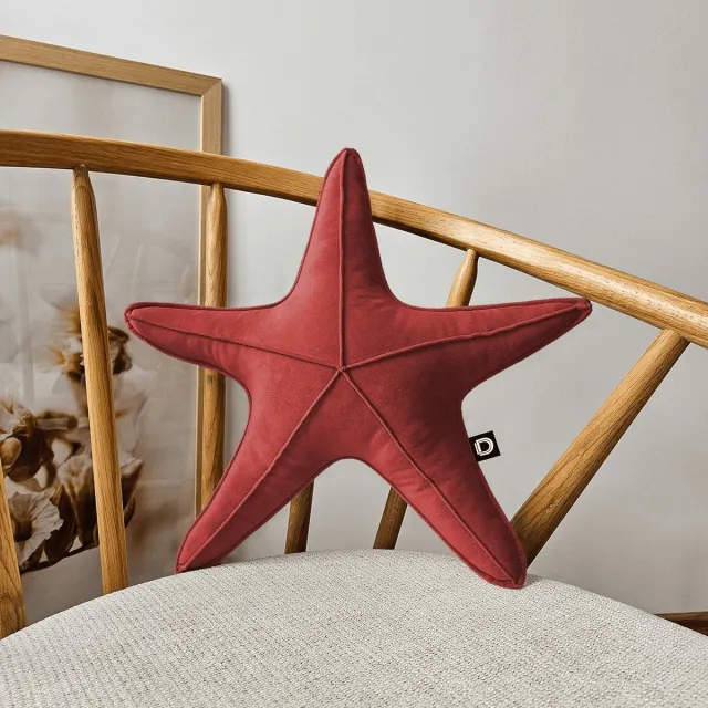 Decordruk VELVET - Sierkussen - Rode Stervorm - Velvet Stof Rood