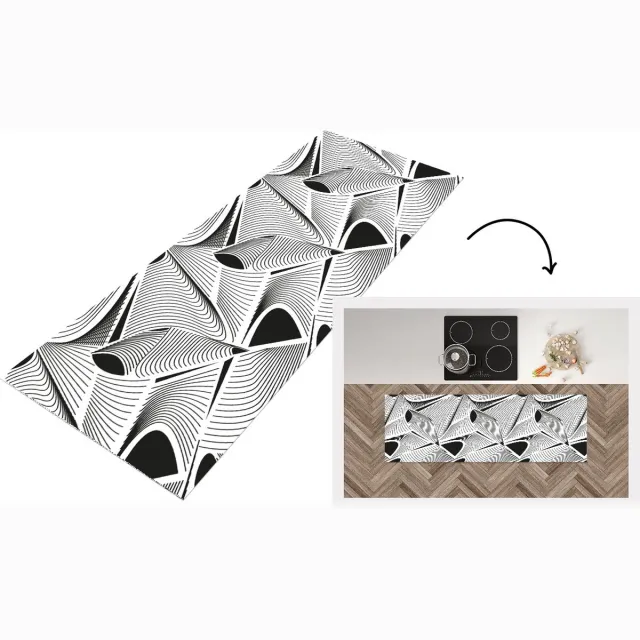 KitchenYeah Keukenloper - Loper keuken - Patroon - Abstract - Zwart Wit - Keukenloper vinyl