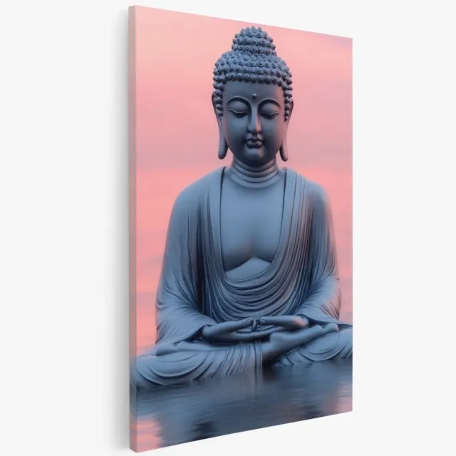 Saammp Canvas Schilderij - Boeddha - Roze lucht - 40x60 - Foto op canvas - Wanddecoratie - Muurdecoratie Woonkamer - Canvas schilderijen Multicolor