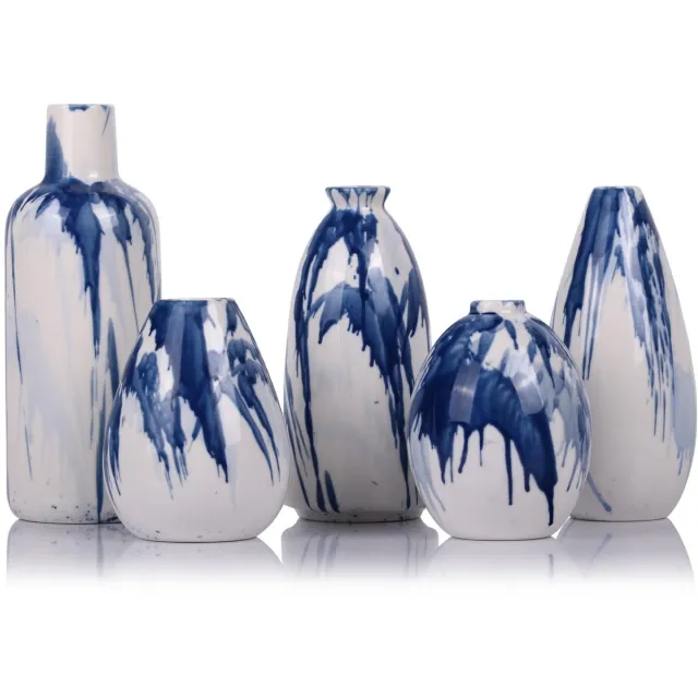 Imperatoris Keramische Vaas Set – Decoratieve Vazen voor Interieur en Woondecoratie – 5 stuks Blue, Blue-white, White