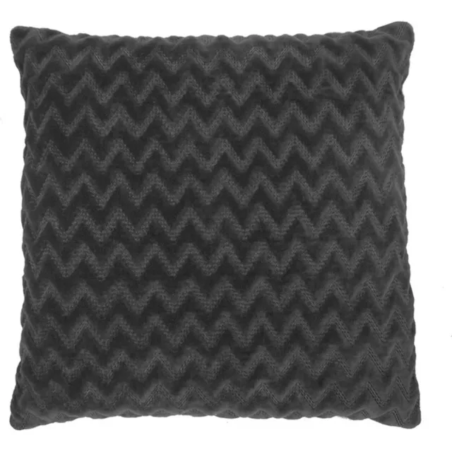 Linen & More Zigzag Velvet Dark Grijs Kussen | 45 X 45 | Sierkussen Voor Woonkamer Of Slaapkamer