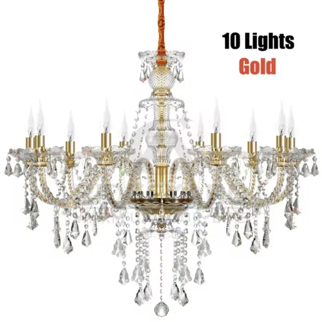Mrs. Jones Crystal Chandelier - 10 Arm Kristallen Kroonluchter - Hanglamp - Goud - Woonkamerlamp - Moderne lamp - Plafonniere