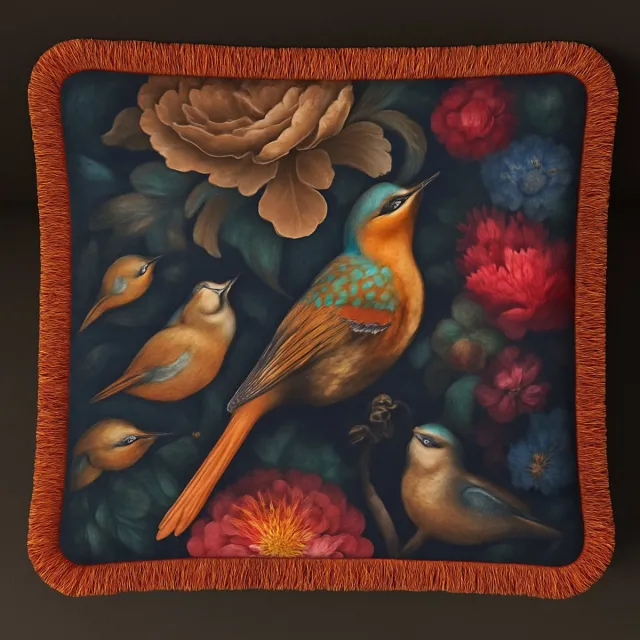 Luxe Kussensloop - kussenhoes - Sierkussenhoes - hoes voor sierkussens - met Volants – 45x45 cm – Vogels - Fluweelzacht, Kleurrijk & Stijlvol - De Groen Home