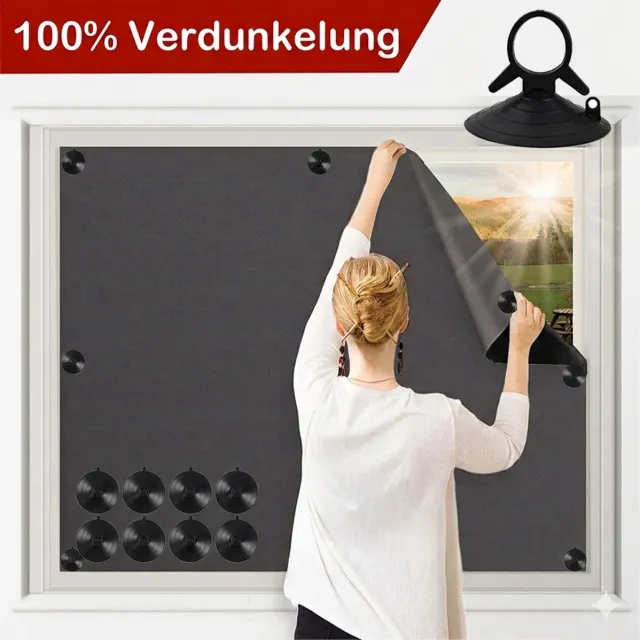 MUPOO Verduisterende Gordijnen met Zuignappen – verduisteringsgordijn zuignappen Op Maat te Knippen – Draagbaar Verduisteringsdoek– Zonder Boren & Incl. Opbergtas –blackout gordijnen voor Dakraam, Grote Ramen & Nachtdienst – 140x254 cm-2 stuks zwart-2 stuks