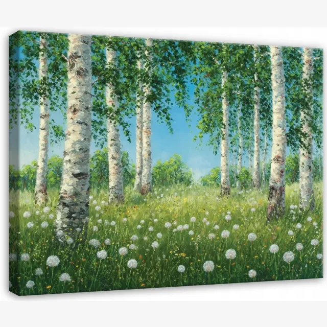 WALLARENA Schilderij op canvas - 40x30 cm - afbeelding van een berkenboom in de natuur - Geschikt voor slaapkamer, woonkamer, keuken Veelkleurig