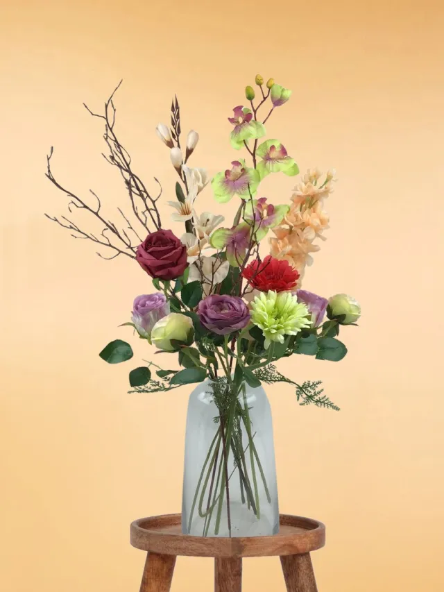 The Bloomistic Company The Bloomistic® – Zijden Boeket – 60-75 cm hoog – Kunstbloemen – 12 stelen – decoratie – moederdag cadeautje – housewarming – woonkamer inspiratie Twilight Bloom