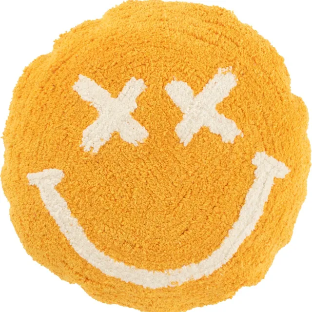 J-Line kussen Smiley Getuft - katoen - oranje/wit