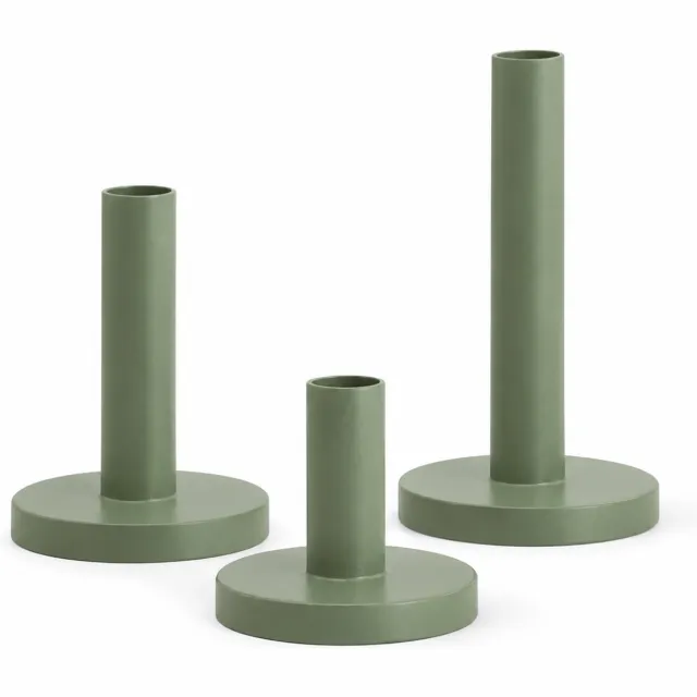 ZD Trending Set van 3 Moderne Groene Kandelaars – Minimalistische Metalen Kaarsenhouders voor Interieurdecoratie