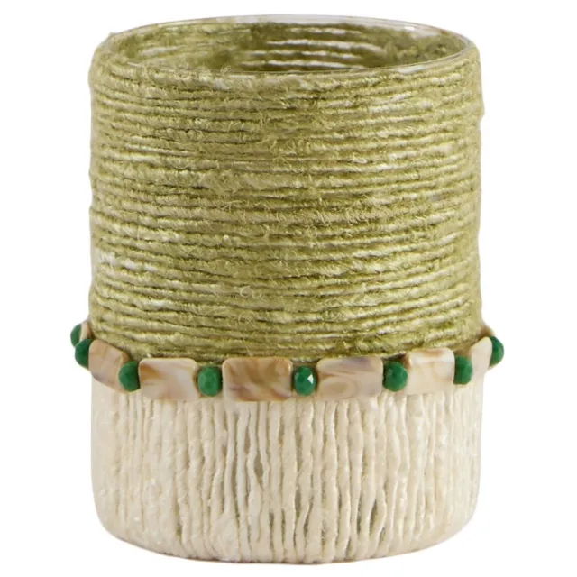 Light & Living glazen waxinelichthouder MELORA 10x13 cm - crème/groen