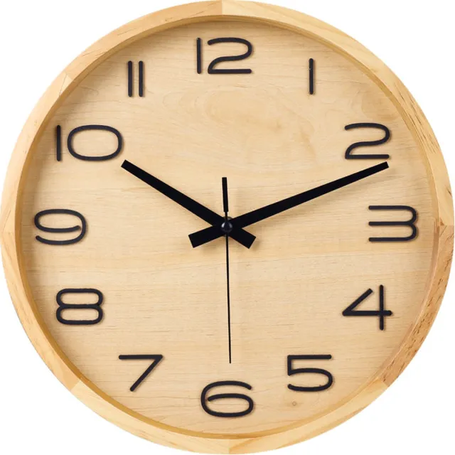 SensaHome Wandklok Milan - Moderne Ronde Klok met Cijfers - Houten Nordic Stijl - Ø30cm - Beige Hout