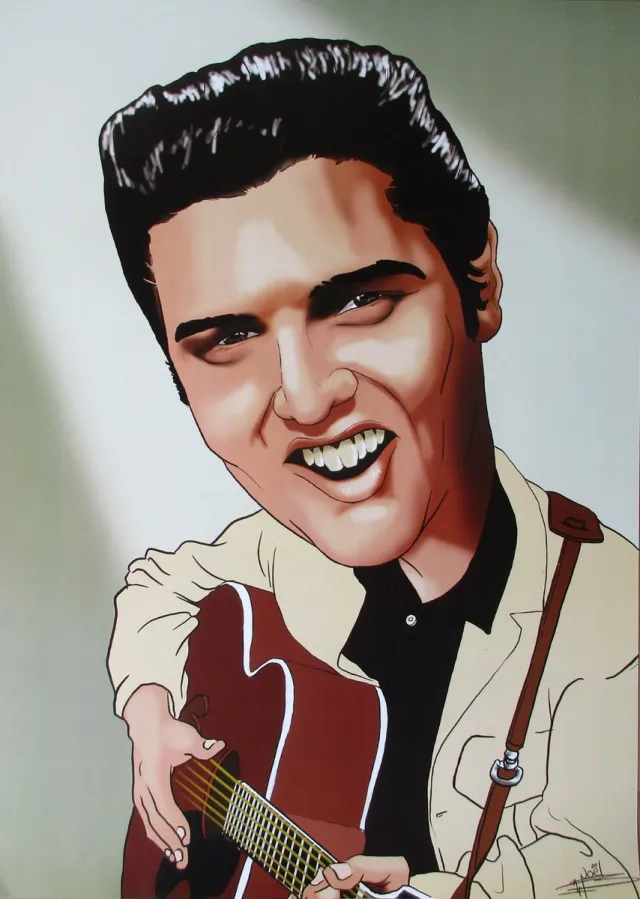 Noel Elvis Presley, Gelimiteerde Poster van deze Unieke Artiest - Collectors Item beige