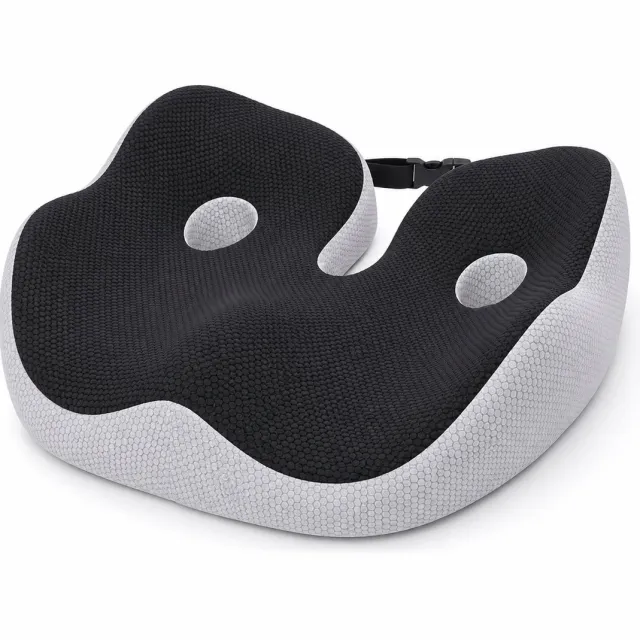 Gloovon Ergonomisch Zitkussen - Stoelkussens - High Density Traagschuim met U-vorm - Dubbele Antislip & Wasbare Hoes - Stuitkussen - Orthopedisch - Zwart