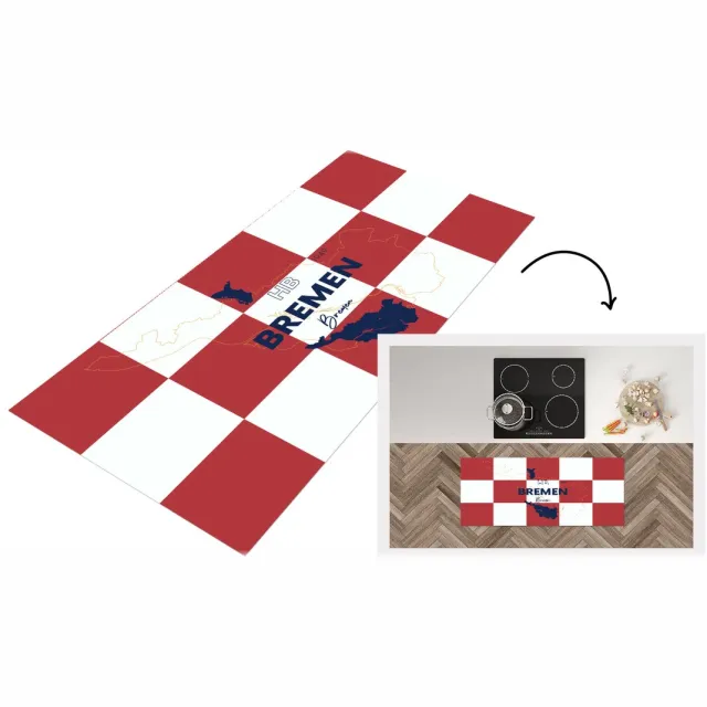 KitchenYeah Keukenloper - Loper keuken - Plattegrond - Bremen - Duitsland - Simpel - Keukenloper vinyl - Stadskaart Multicolor