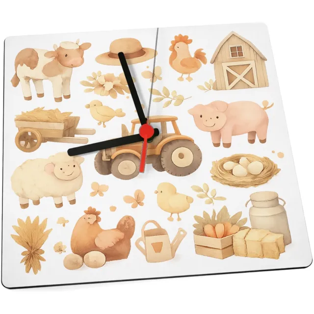 Mr Cadeautjes Klok 19 x 19 - design Bosalfabet met dieren en planten in een zachte aquarelstijl | cadeau Wit