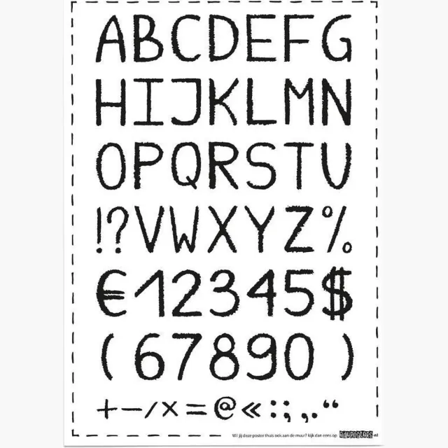 eduposters Educatieve poster (Posterpapier) - Alfanumeriek wit krijtbord - 42 x 59.4 cm (A2)