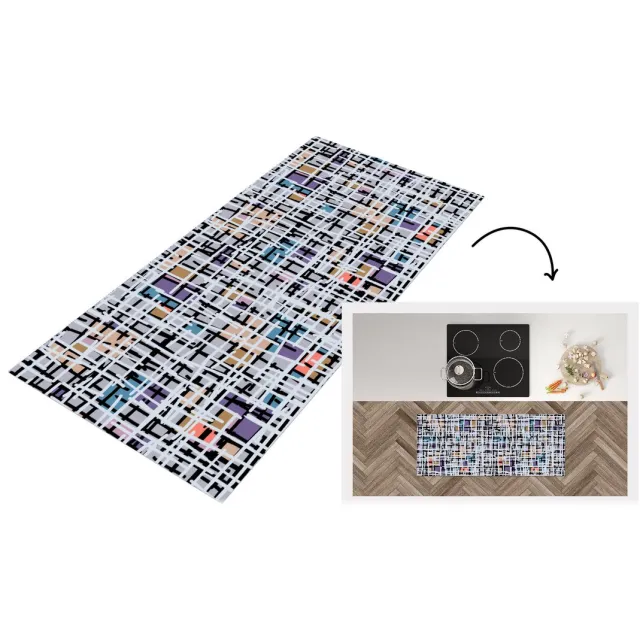 KitchenYeah Keukenloper 120x50 cm - Keukenmat vinyl Lijn - Abstract - Patronen - Keukenmatten loper - Keuken vloerkleed tapijt