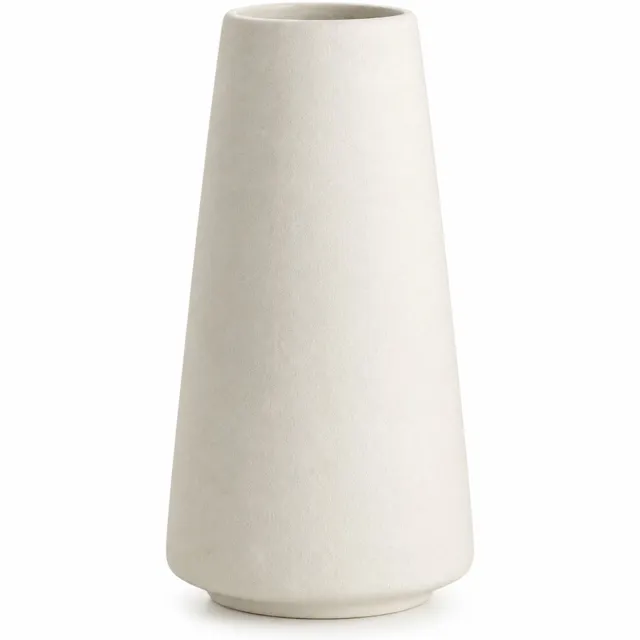 SWGOTA Matwitte keramische vaas, 14,5 cm hoog, taps toelopend, voor kunstbloemen