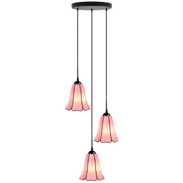 Coloured by Art Tiffany Kroonluchter Liseron Pink 3 - Art Deco Trade Roze
