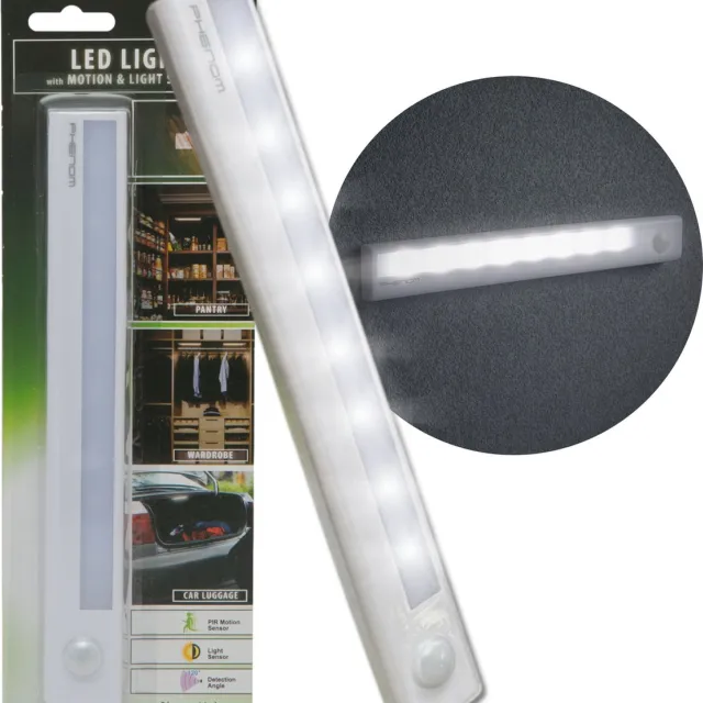 PHENOM LIGHTING TECHNOLOGY Kastverlichting LED met bewegingssensor- Keukenverlichting op batterij - LED Kast Verlichting Draadloos - Beweging & DAG/NACHT sensor! - BPK Wit