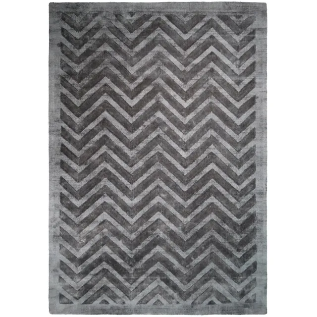 Padiro design laagpolig vloerkleed 120 x 170 cm - donkergrijs - modern geometrisch patroon - voor vloerverwarming - van viscose en katoen